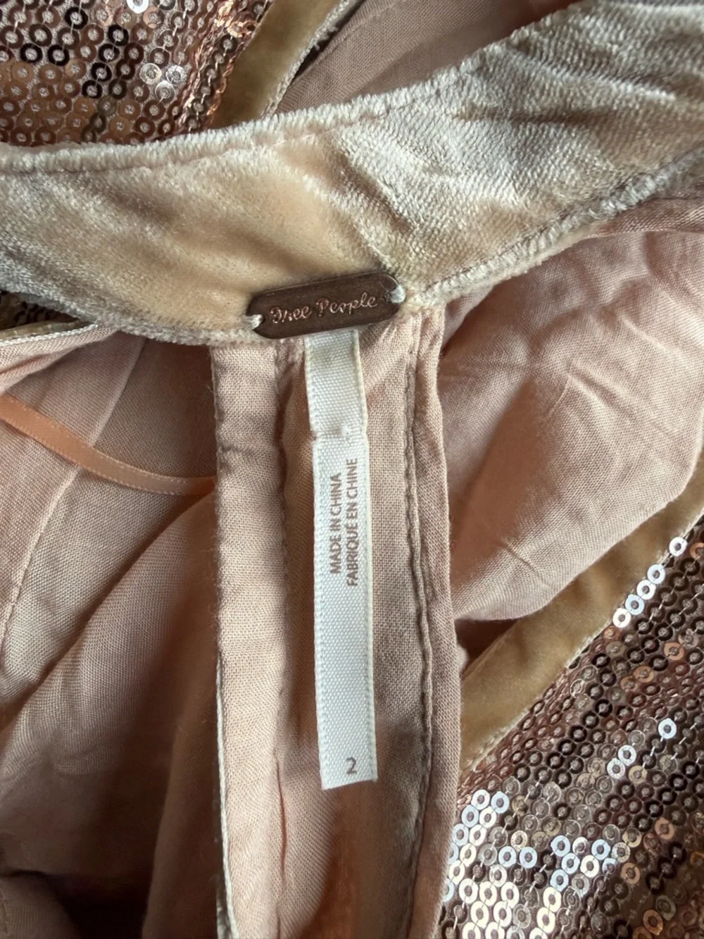 Free‎ People Rose Gold Sequin Halter Mini Dress Size 2 Open Back